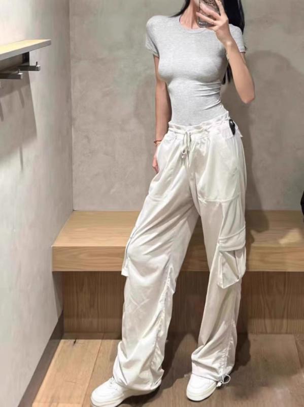 パンツ 女性用 かわいい 百搭 薄手 伸縮性 ゴムウエスト ガンガン ストレート ロング スリムフィット 通勤 普段使い 軽量 吸湿速乾 デニム調 ブラック グレー ピンク系 春夏 秋冬
