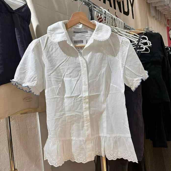 ブラウス レディース 夏 接触冷感 白色 花柄 レース フリル 襟 短袖 トップス 修身 泡泡袖 シャツ 綿素材 軽量 通勤用 普段使い カジュアル かわいい ピンク系 アイボリー ブラック 吸湿速乾 伸縮性 ハイネック Vネック ビッグシルエット