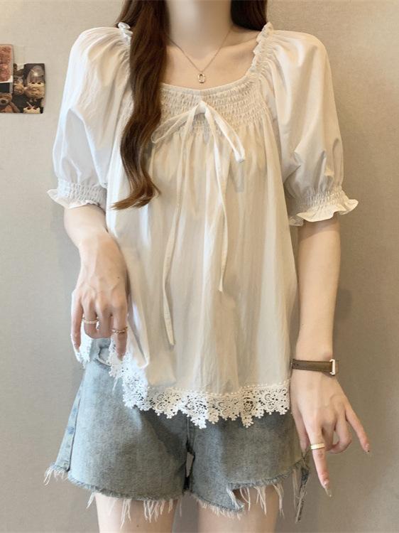 ワンピース 女性用 夏 短袖 フレンチスタイル プリーツ フリル レース 花柄 かわいい 甘め ドール トップス 軽量 綿混 ビッグシルエット ピンク系 アイボリー 接触冷感 吸湿速乾 普段使い 通勤 カジュアル 4,055円