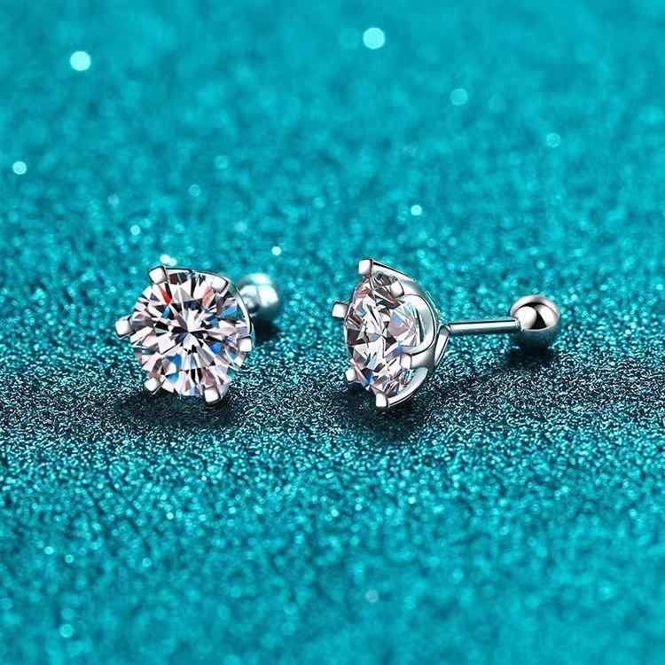 イヤリング メンズ PT950プラチナ 六爪 モissanite 分かりやすい 今めかしい 百搭 精致 イヤーカフ スタッド しろがね色 付属品 軽さ 耐久性 日常使い走り 心地好い 商行為 つら構え ラウンド 今めかしい 研ぎあげる 差し上げ物 宝飾品