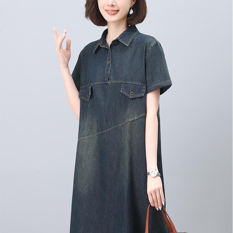 衣装 成人女性用 夏 馬鹿でかい大きさ ゆったり か細い成り行き 偉大さ 御っ母さん向け 短袖 ジーンズ 綿織物 当たること冷感 吸湿速乾 軽さ 通い 普段使い走り 心地好い 膝丈 太陽面爆発 黒いこと 米国海軍 サクラ色系