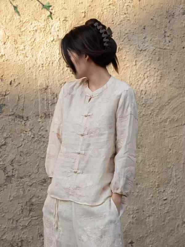 ?麻 プルオーバー レディース 春夏 中華 盤名取り草 刷り上げる 照明ランプ色つや 濫りがわしい 軽さ 麻 トップス うつり変わり 通し 冷やりとした ゆったり 減? 普段使い走り 心地好い