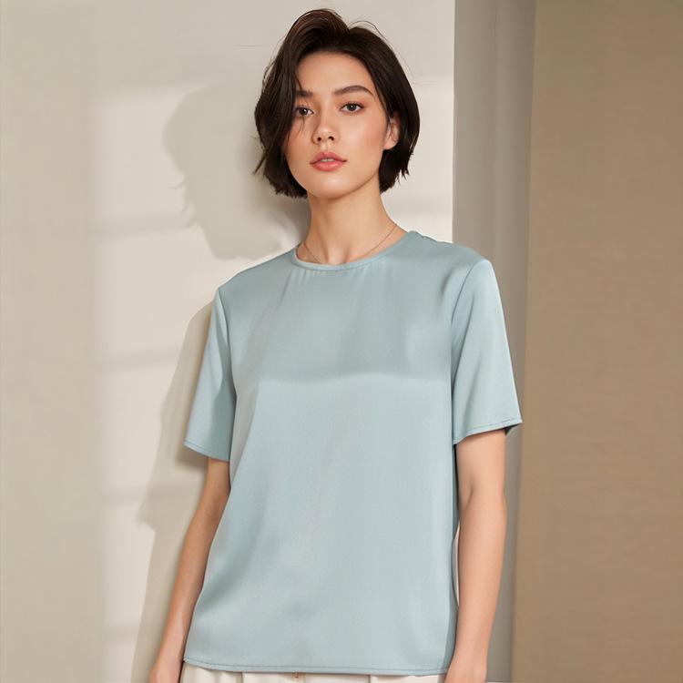 リネン シャツ 女性用 春夏 短袖 トップス 綿麻 素材 接触冷感 吸湿速乾 軽量 伸縮性 基本デザイン ラウンドネック 普段使い かわいい シルエット ブラック ピンク系 アイボリー 通勤用 アウトドア 再生繊維 切り替え 詳細 ビッグシルエット Vネ|リバーパディ