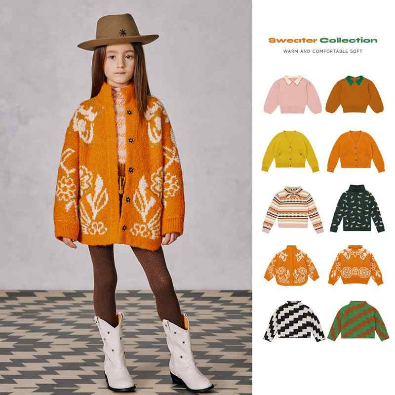 ちびっ子服 お嬢さん 秋冬 毛衣 トップス プルオーバー 編み物 保暖 セットアップ 開き ティーシャツ 返り咲き ルーラル地域 愛くるしい 情の籠もった パステル色の 綿原料品 長袖 日常使い走り お座敷着
