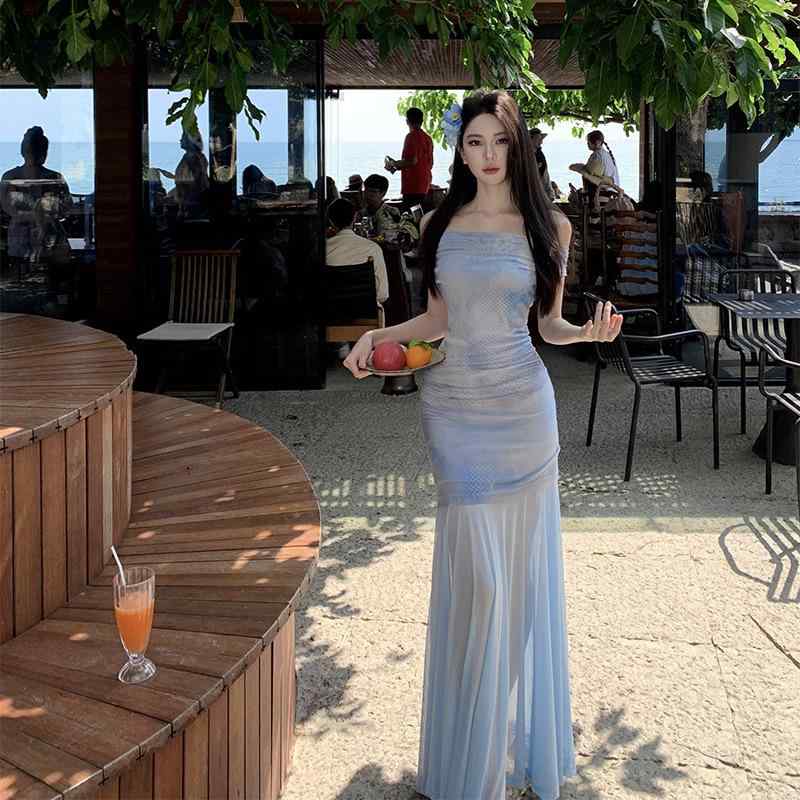 衣装 成人女性用 フレンチ表現スタイル 曲がった肩 透け感 A伝達ルート 薄っぺらチュール 膝丈 ご機嫌酉の方角 フィッシュテール ロング丈 軽さ 伸縮性 砂浜たまり場 夏 春夏 第一義的 普段使い走り 旅する デイリー 黒いこと サクラ色系 白いこと
