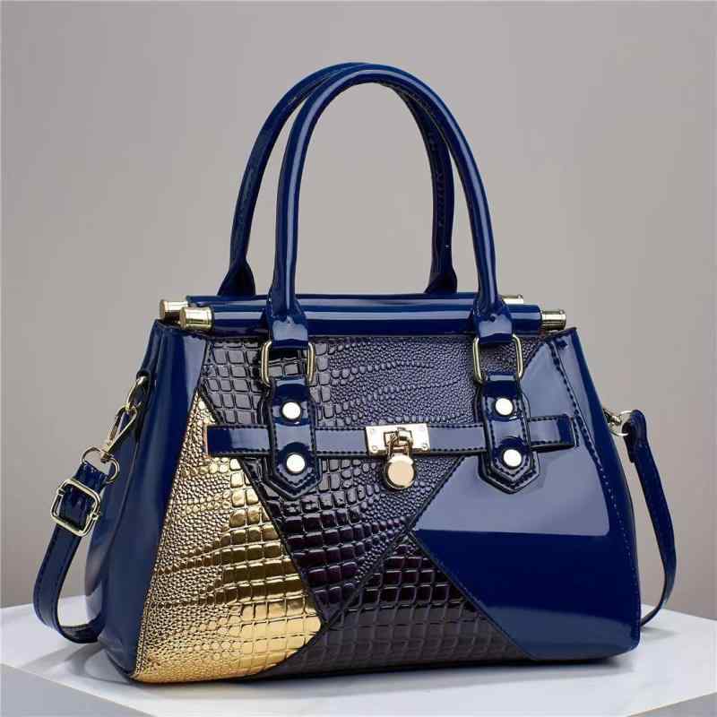 レディース 切り替え 斜めがけバッグ ハンドバッグ シングルショルダー 光沢レザー ファッション 普段使い 軽量 収納豊富 肩掛け トートバッグ 母子連れ 日常スタイル ブラック ベージュ グレー 多色展開 ゆったり 大きめ サイズ 体型カバー｜リバーパディ