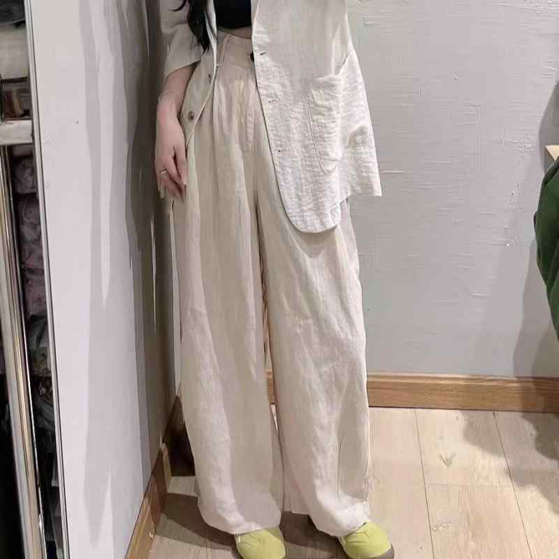 パンツ レディース ワイドパンツ 綿麻 ズボン ロング丈 ゆったり 大きいサイズ 体型カバー 着痩せ ハイウエスト 普段着 カジュアル 通勤用 通学用 アウトドア ナチュラル 無地 柔らかい 涼しい 快適 リラックス感 ラフ 楽ちん ズボン ゆったり感 ｜リバーパディ