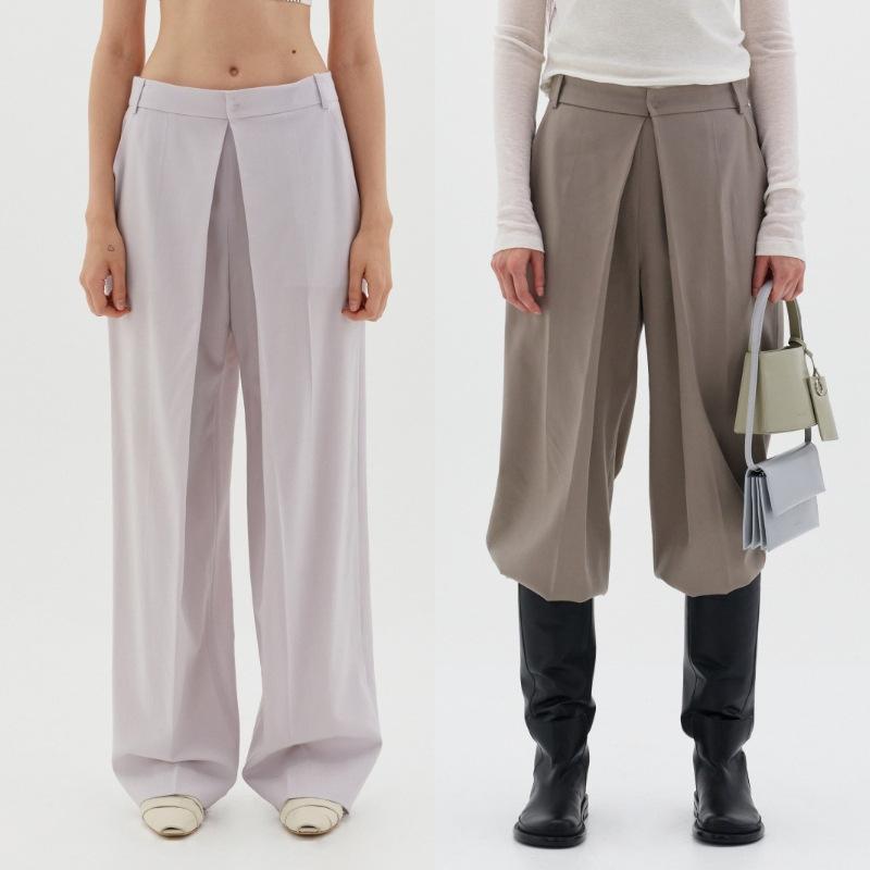 ロングパンツ レディース ゆったり 闊脚パンツ ワイドパンツ 韓国 シンプル 通勤 高腰 ハイウエスト 褶? タック ストレートパンツ 長ズボン 体型カバー 大きいサイズ ゆったり 着痩せ 細見え 落ち感 美脚 きれいめ カジュアル オフィススタイル |リバーパディ