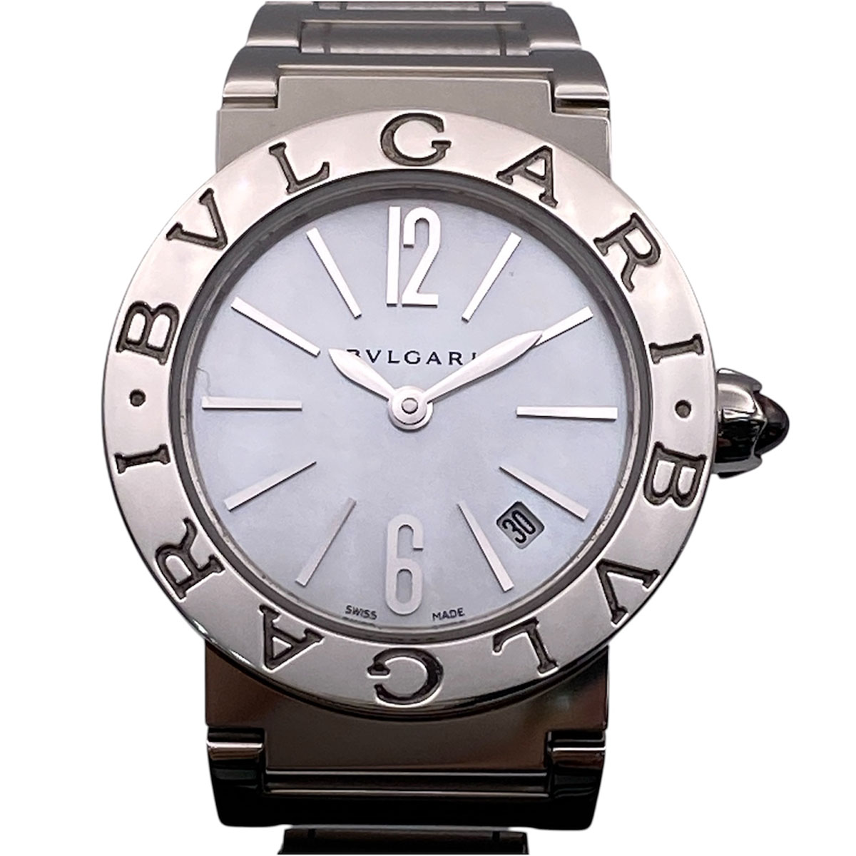 BVLGARI ブル小峡谷 ブルガリブルガリ 白いこと甲殻文字記号盤 SS 26粍 MOP デイト ウオッチ BBL26WSSD  ステンレス鋼スチール写真 しろがね色  レディース【中古】