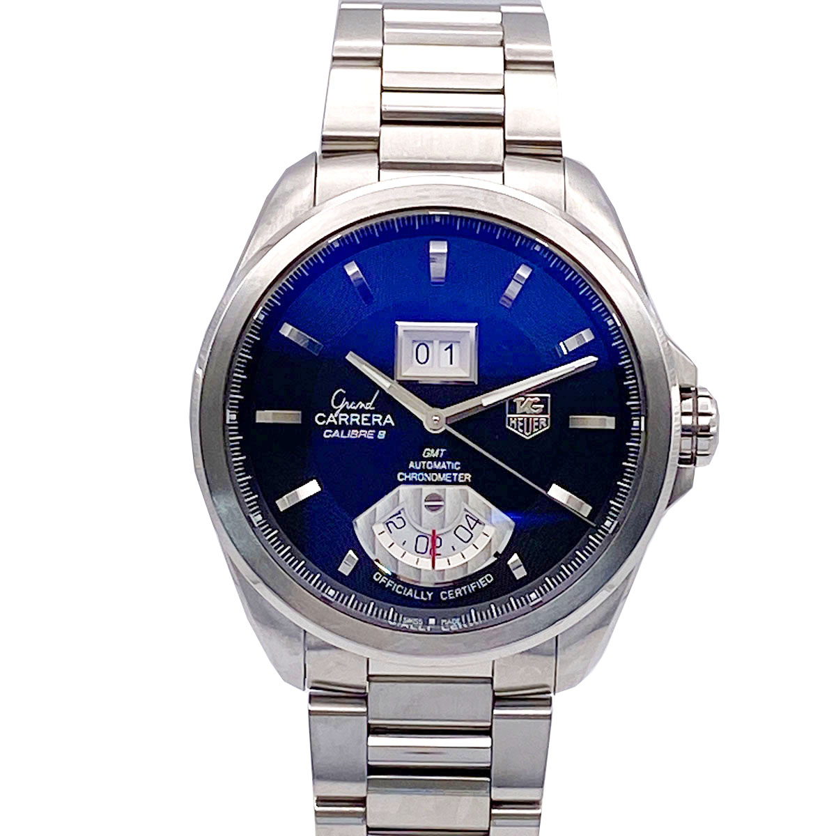 TAG HEUER タグホイヤー グランドカレラ GMT キャリバー8 43粍 ウォッチ WAV5111.BA0901 ステンレス鋼スチール写真 しろがね色  メンズ【中古】