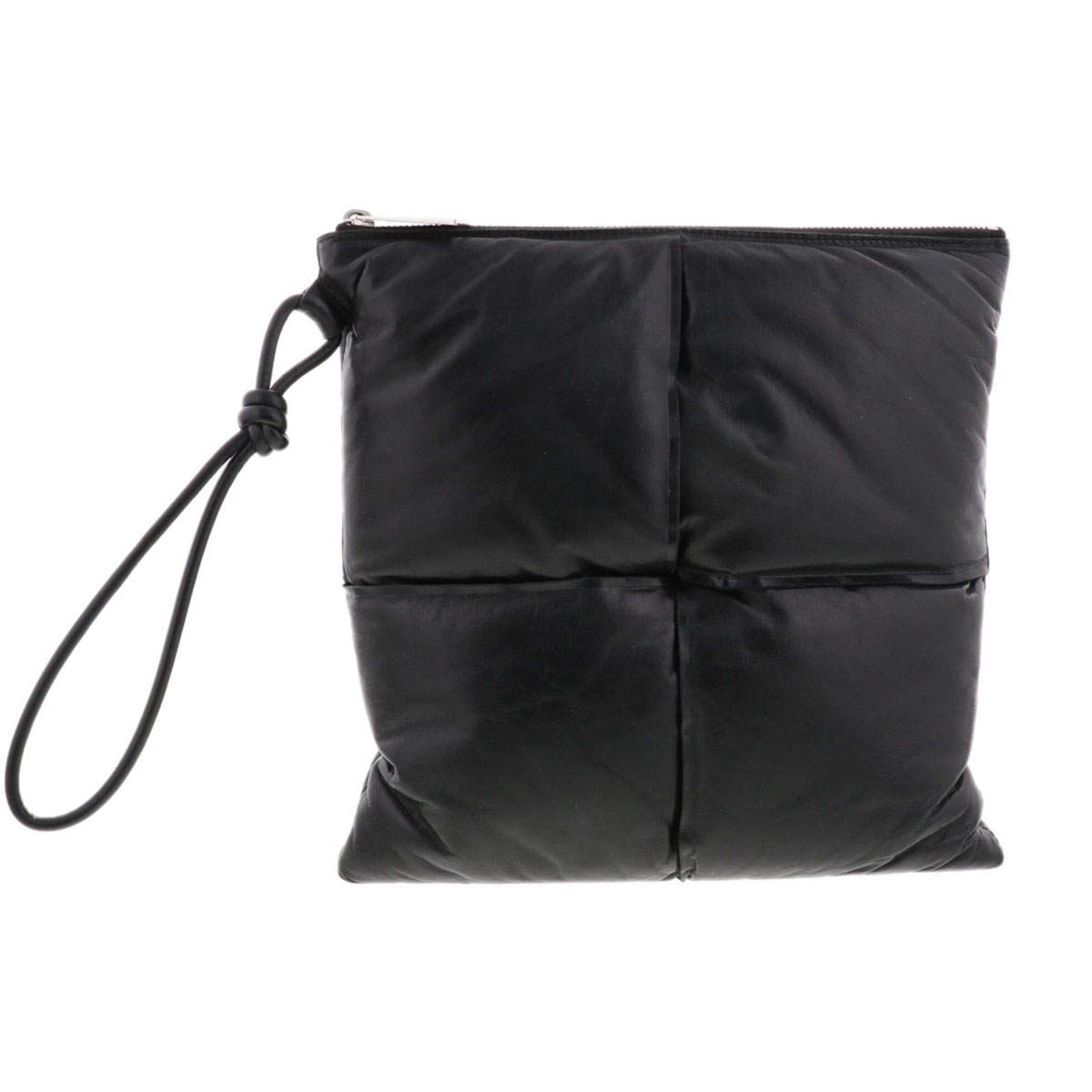 【値下げ】 BOTTEGAVENETA ボッテガヴェネタ マキシ イントレチャート ポーチ セカンドバッグ 630349 レザー ブラック ユニセックス【中古】
