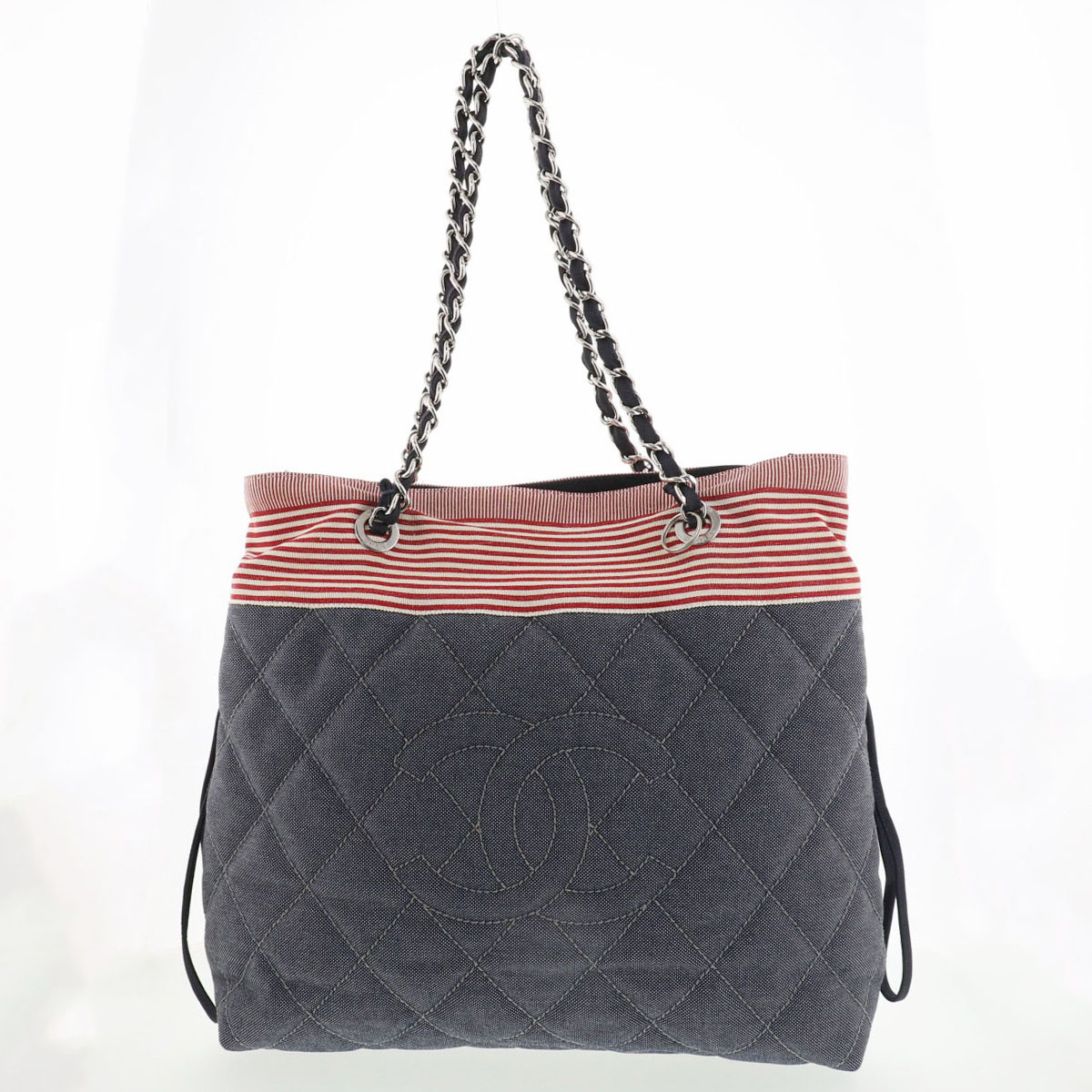 CHANEL シャネル クルーズライン デニム チェーンショルダーバッグ トートバッグ デニム ブルー レディース【中古】
