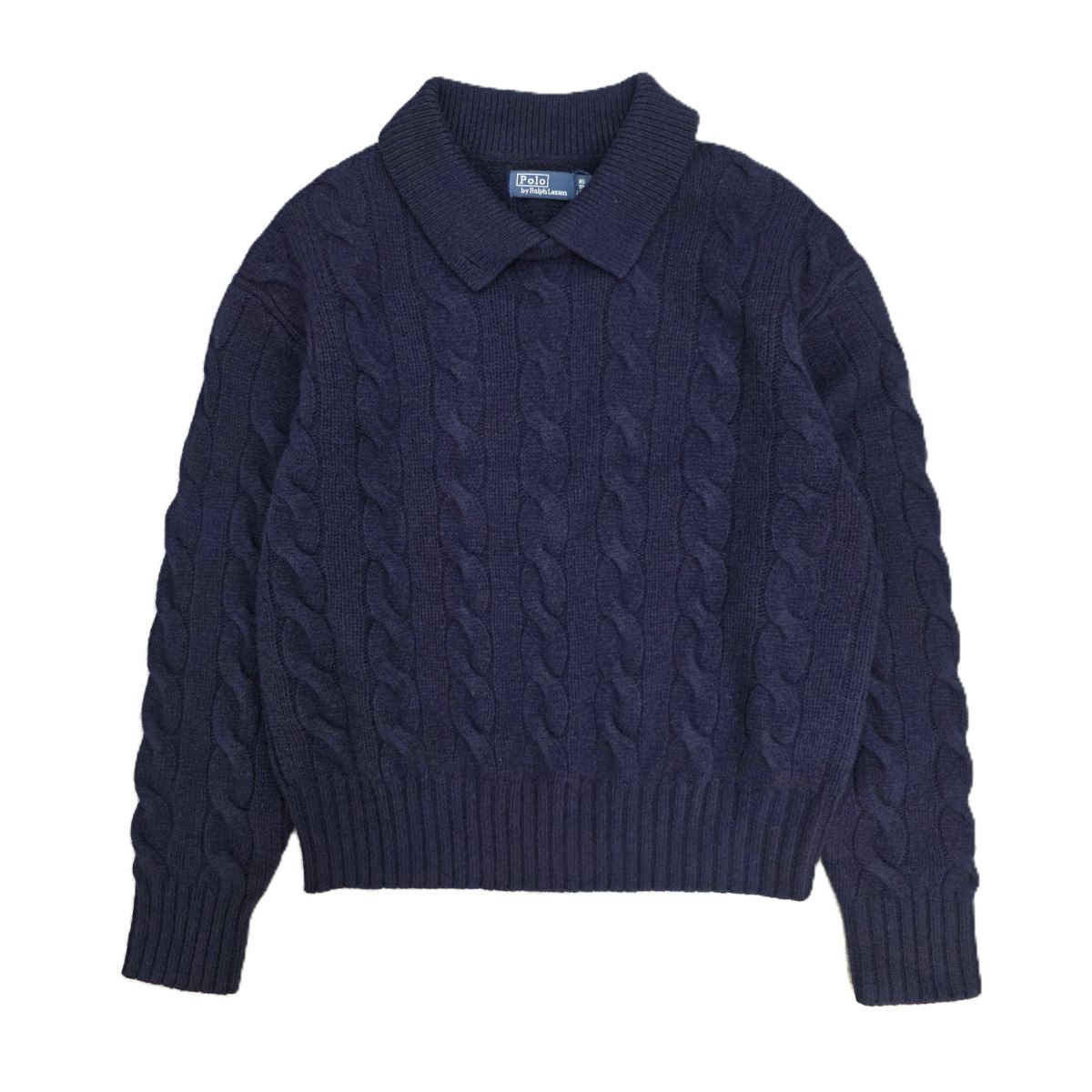 【値下げ】POLO RALPH LAUREN ポロ・ラルフローレン カシミヤ混 ケーブルニット ウールカシミヤ ポロ セーター ニット XS ウール レディース【中古】