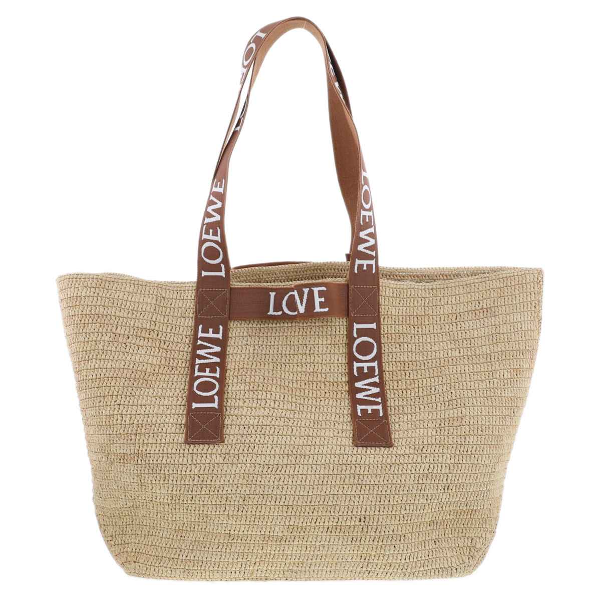 LOEWE ロエベ ラフィア フォールド ショッパー トートバッグ トートバッグ B507X23X04 ラフィア ナチュラル タン レディース【中古】