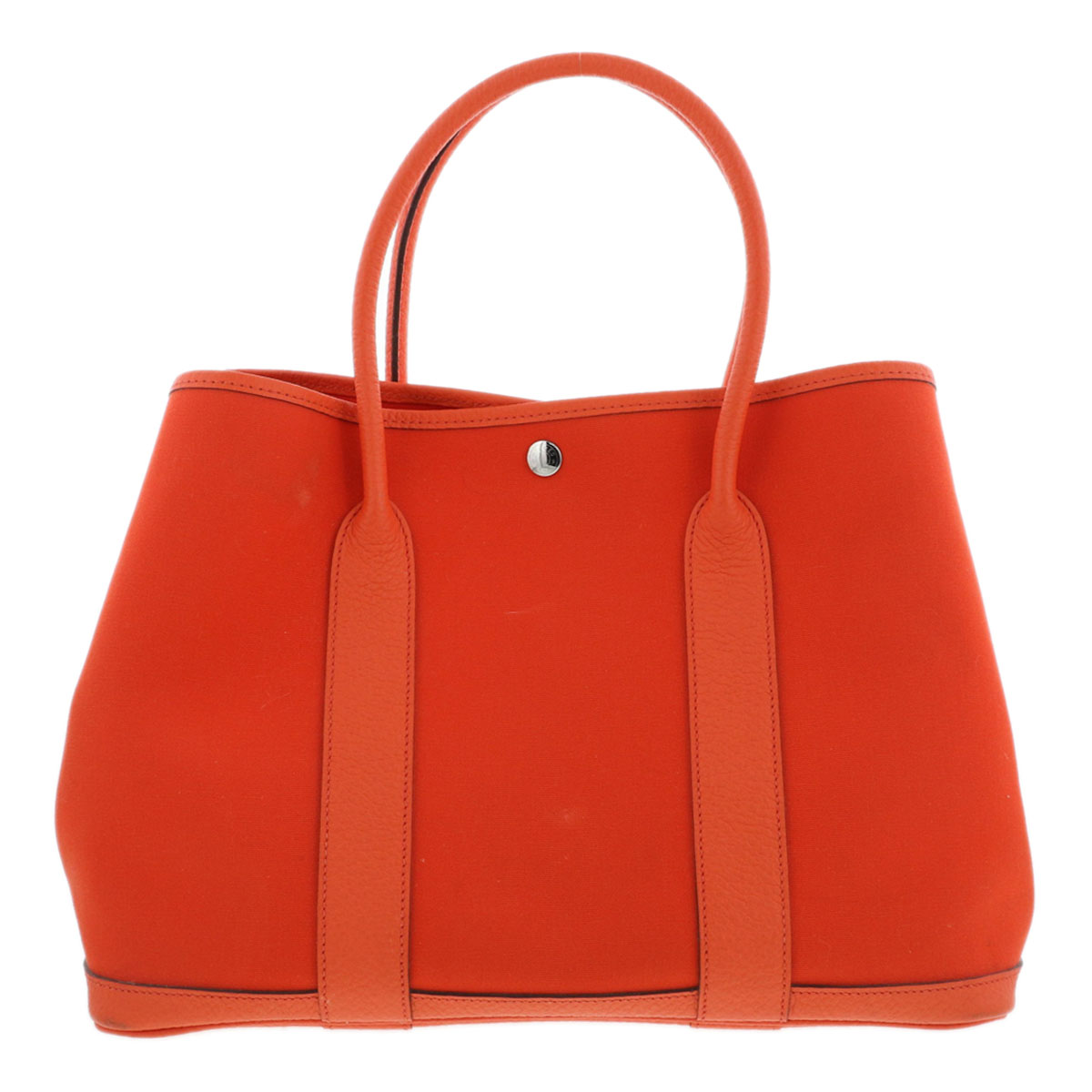 HERMES エルメス 苑地寄りあい 36 PM ハンドバック 038587CK 帆布 オレンジ色系 しろがね色金具 X(2016)目じるし  レディース【中古】