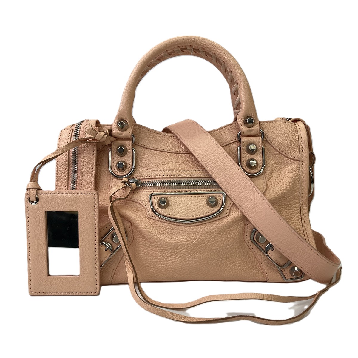 BALENCIAGA バレンシアガ 古典派音楽 ミニ シティ ハンドバック 300295 なめし革 さくら色  レディース【中古】 バッグ-ハンドバッグ