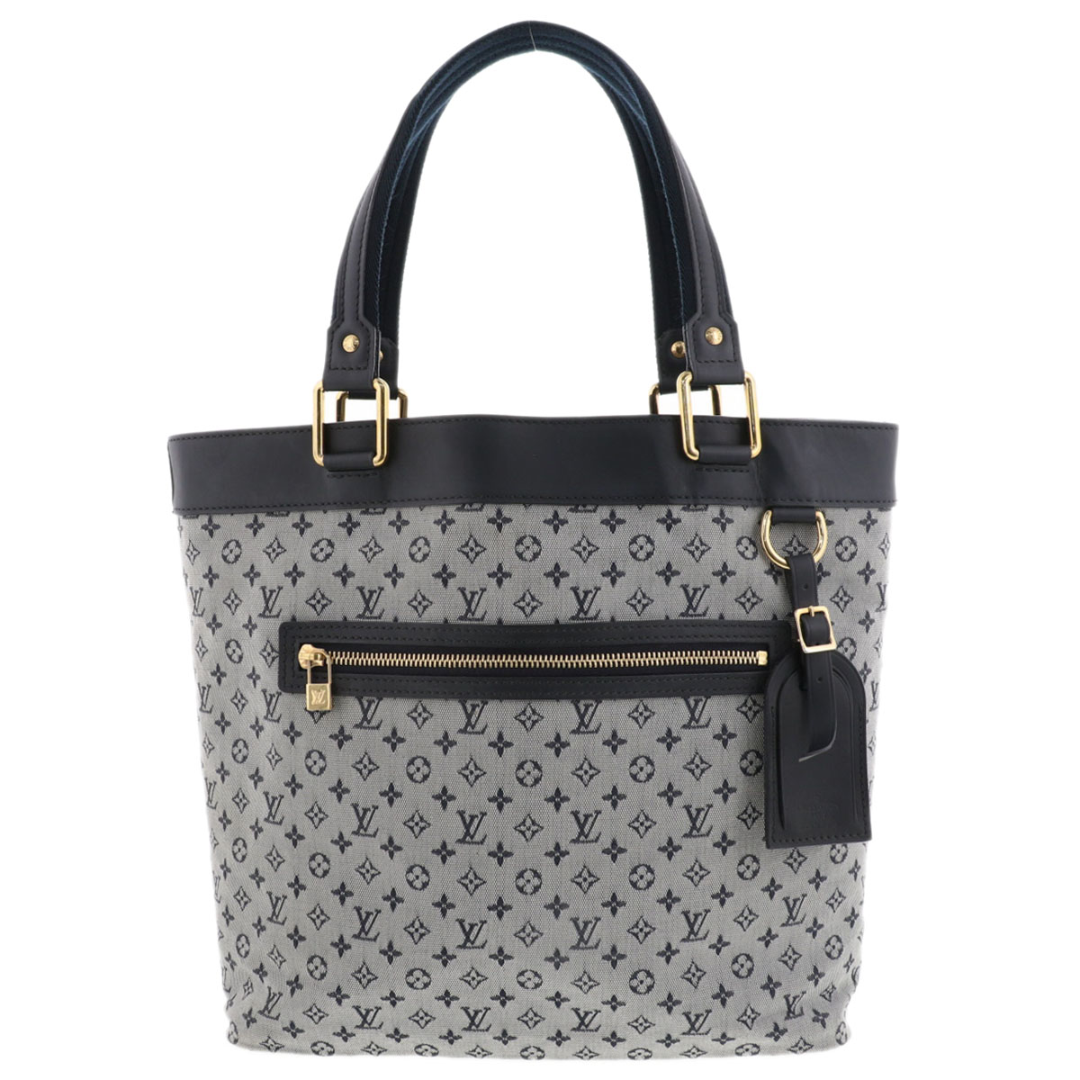【値下げ】LOUIS VUITTON ルイ・ヴィトン ルシーユ GM トートバッグ M92675 モノグラムミニラン ネイビー レディース【中古】