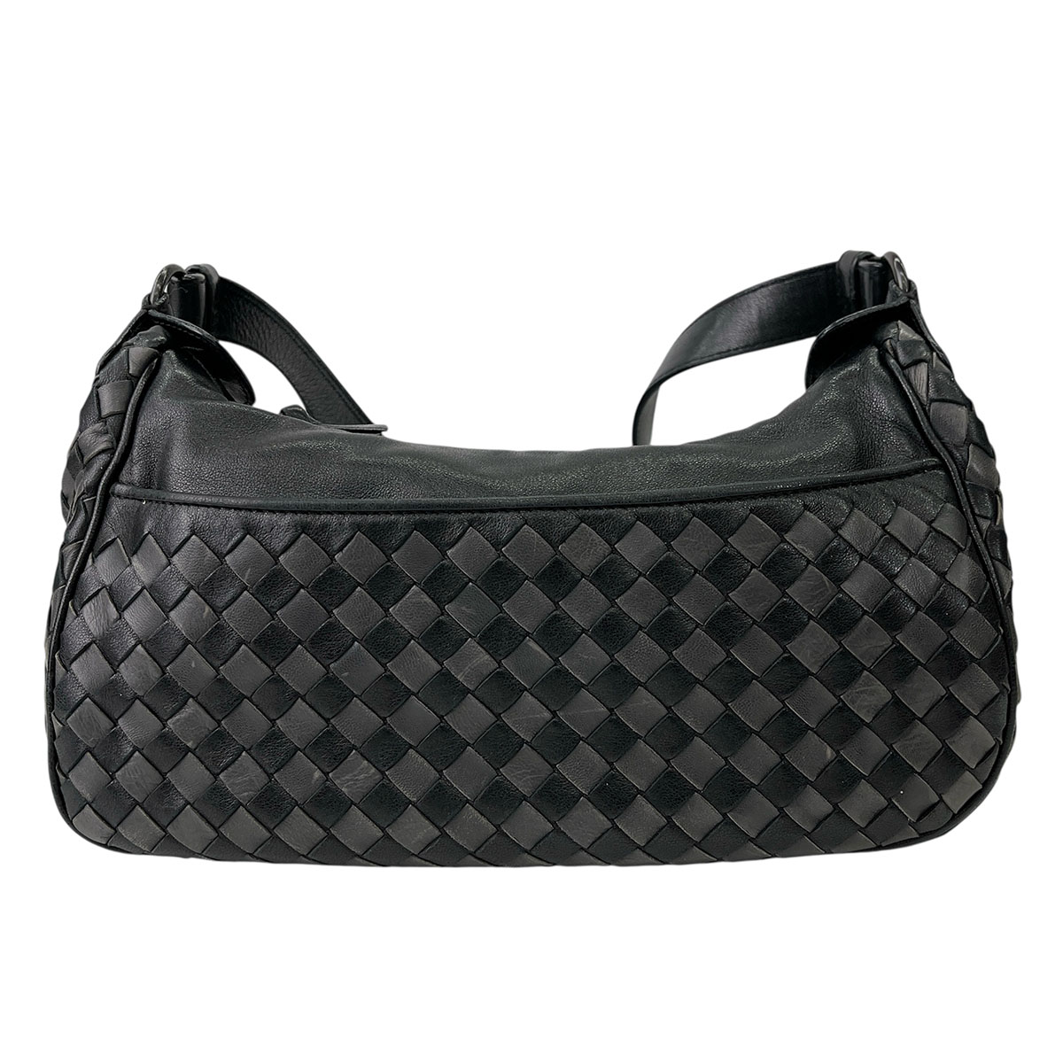 BOTTEGAVENETA ボッテガヴェネタ イントレチャート ショルダーバッグ 143276 なめし革 黒いこと  レディース【中古】