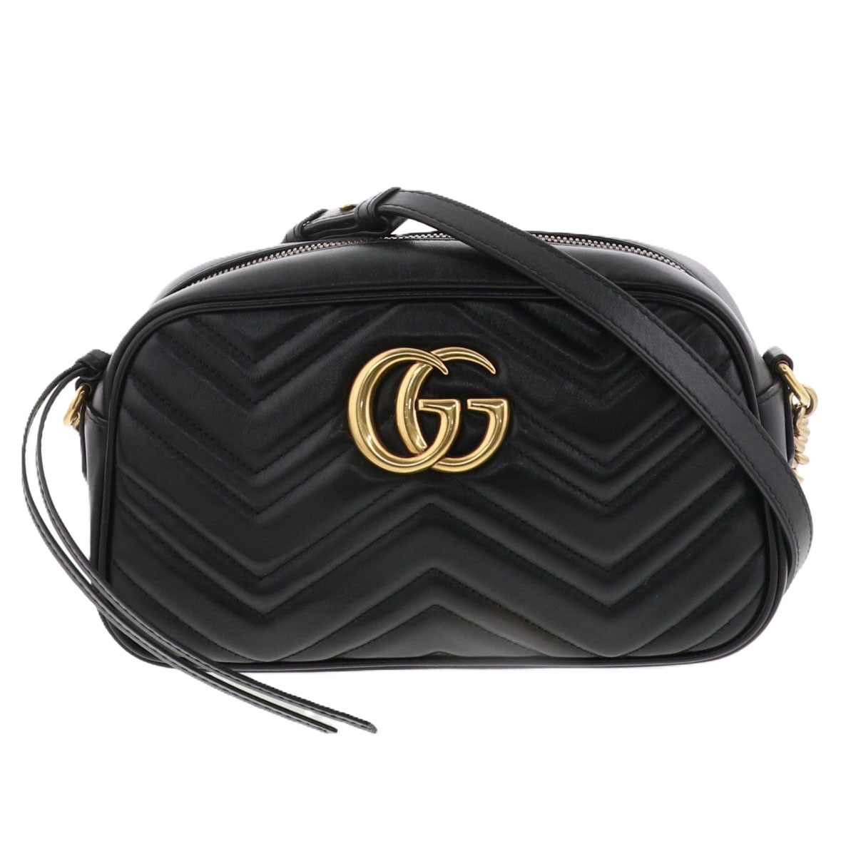 GUCCI グッチ GGマーモント スモール カメラバッグ ショルダーバッグ 447632 レザー ブラック レディース【中古】 75,900円