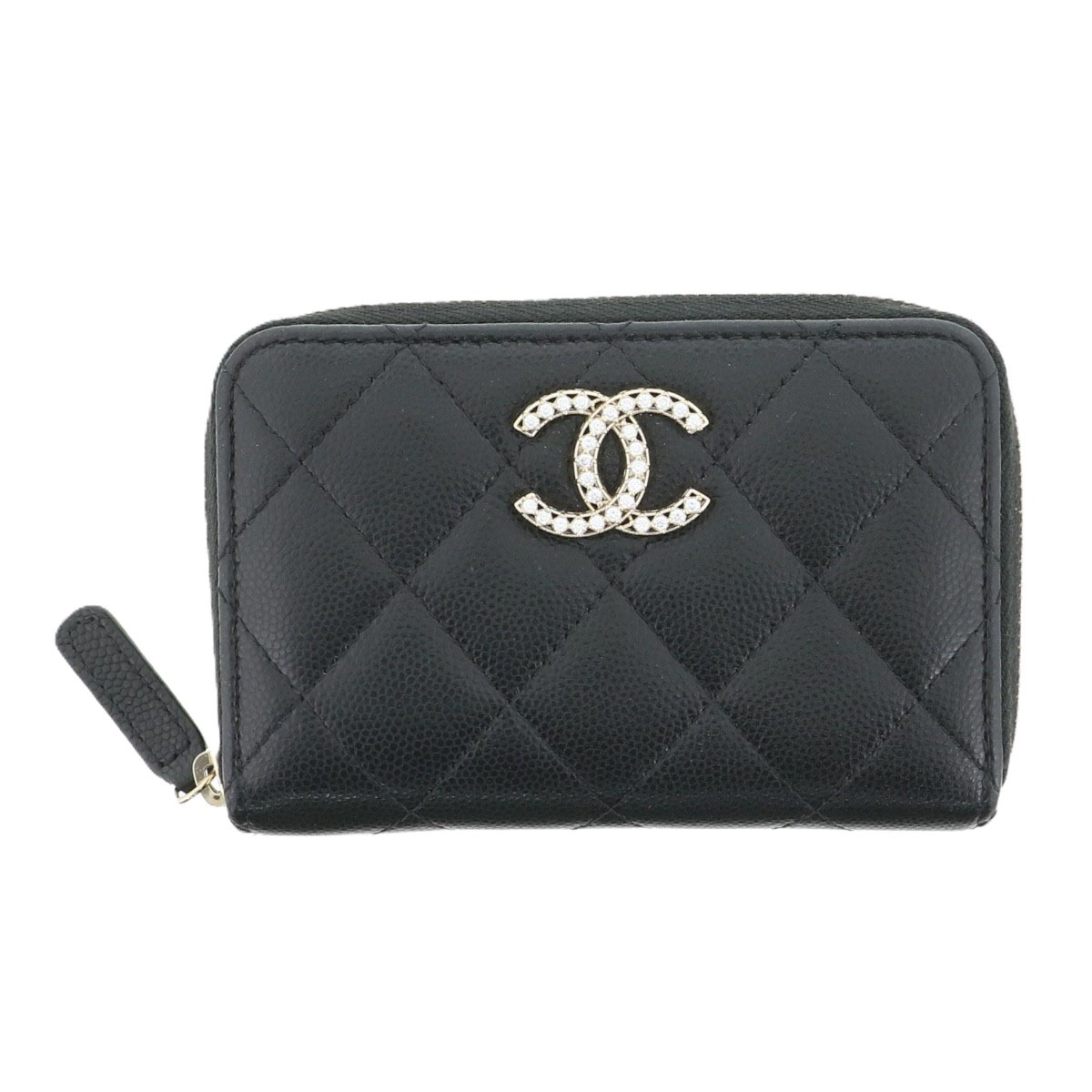 【引き下げ】CHANEL シャネル マトラッセ ジップ 鋳貨金入れ AP4560 キャビアひと肌 黒いこと  レディース【中古】