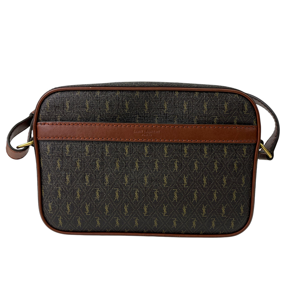 YVES SAINT LAURENT イヴ・サンローラン YSL ロゴ ショルダーバッグ レザー ブラウン レディース【中古】