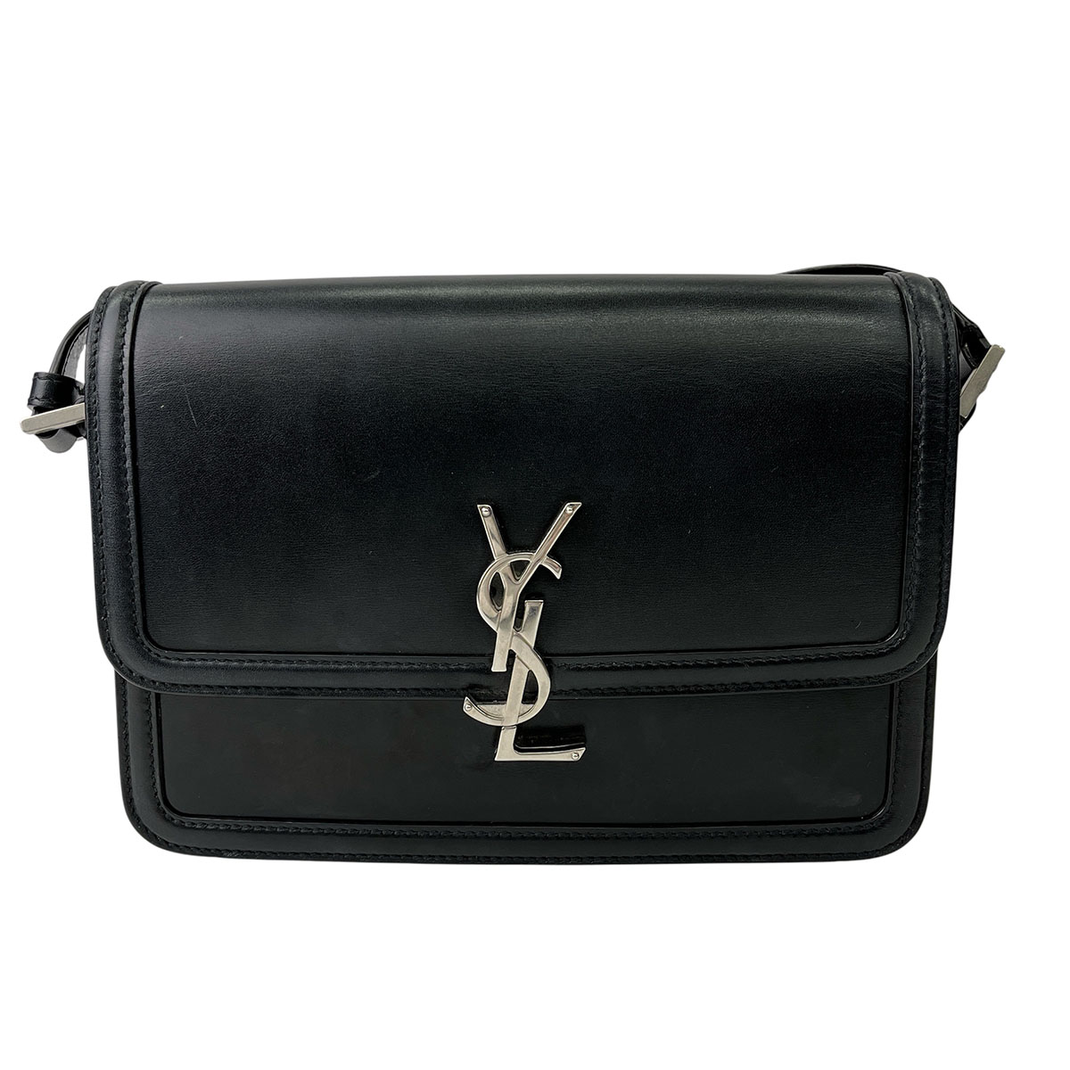 YVES SAINT LAURENT イヴ・サンローラン ソルフェリーノ 並み並み サッチェル ショルダーバッグ なめし革 黒いこと  レディース【中古】