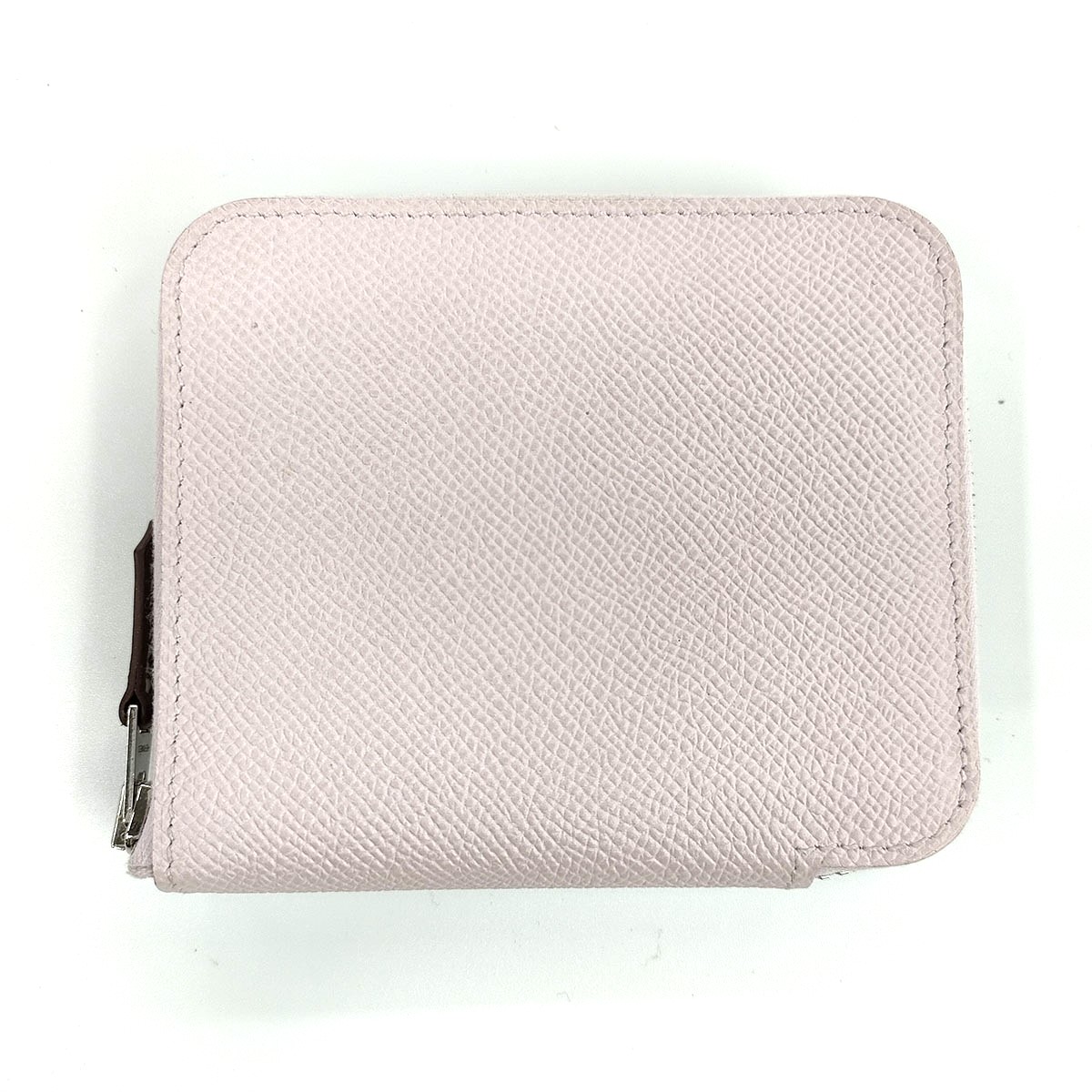 HERMES エルメス アザップ シルクイン パウダーコンパクト コインケース 063214CK ヴォーエプソン モーヴペール しろがね色金具 W(2024)目じるし  レディース【中古】