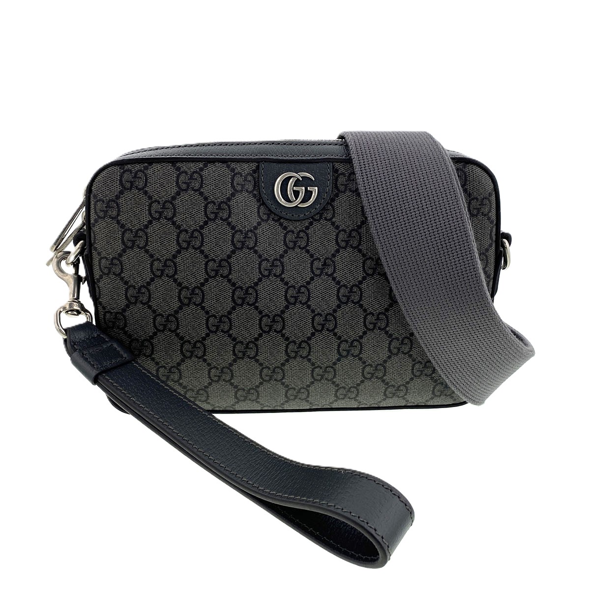 【引き下げ】 GUCCI グッチ オフィデア スモール クロスボディバッグ ショルダーバッグ 699439 なめし革 薄墨色  メンズ【中古】