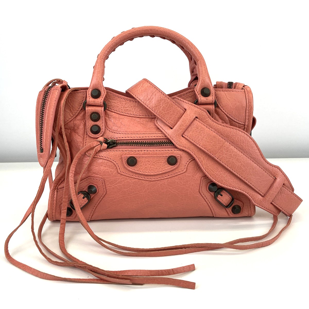 BALENCIAGA バレンシアガ クラシック ミニ シティ ハンドバッグ 300295 レザー ピンク レディース【中古】