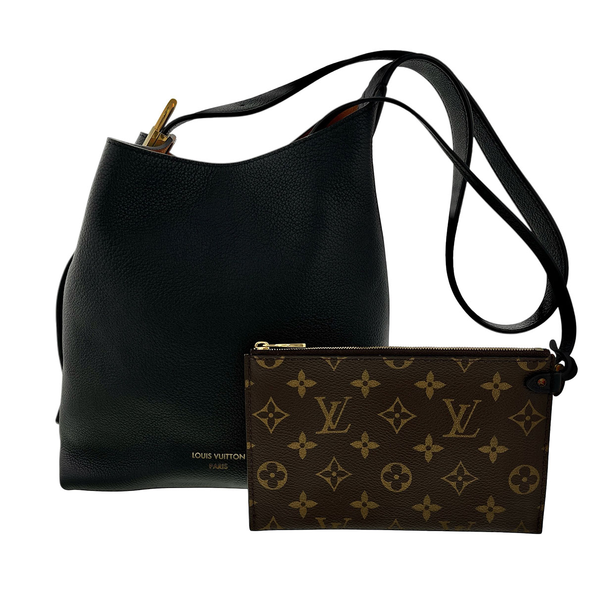 LOUIS VUITTON ルイ・ヴィトン ロウキー･ホーボーPM ショルダーバッグ M25352 なめし革 モノグラム 黒いこと 赤銅色 ゴールド金具  レディース【中古】 バッグ・小物・ブランド雑貨-バッグ