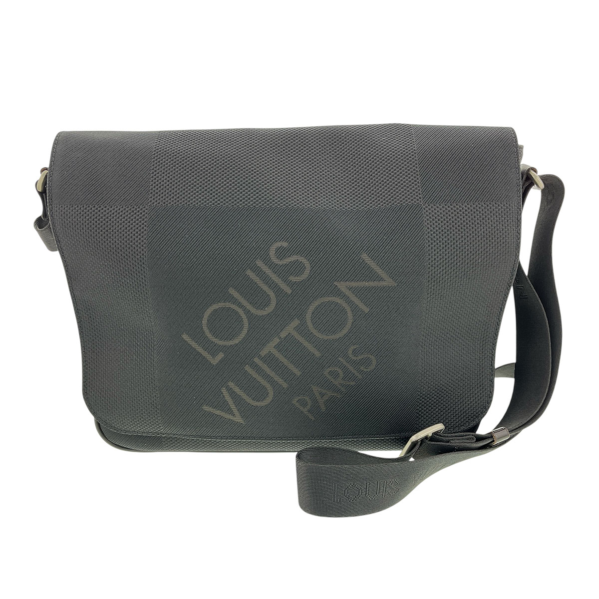 LOUIS VUITTON ルイ・ヴィトン プチ･メサジェ ショルダーバッグ M93618 帆布 なめし革 黒いこと 赤銅色 しろがね色金具  メンズ【中古】