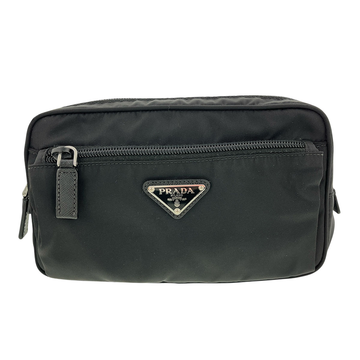 PRADA プラダ クロスボディ ウエストバッグ nylon ボディバッグ 2VL977 ナイロン ブラック シルバー金具 メンズ【中古】