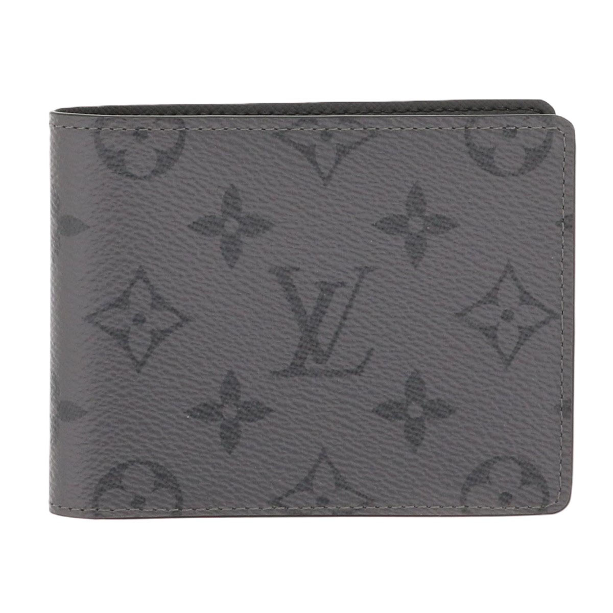LOUIS VUITTON ルイ・ヴィトン ポルトフォイユ スレンダー モノグラム エクリプス 二つ折り財布 M80906 モノグラム･エクリプス リバース キャンバス レザー グレー ブラック メンズ【中古】
