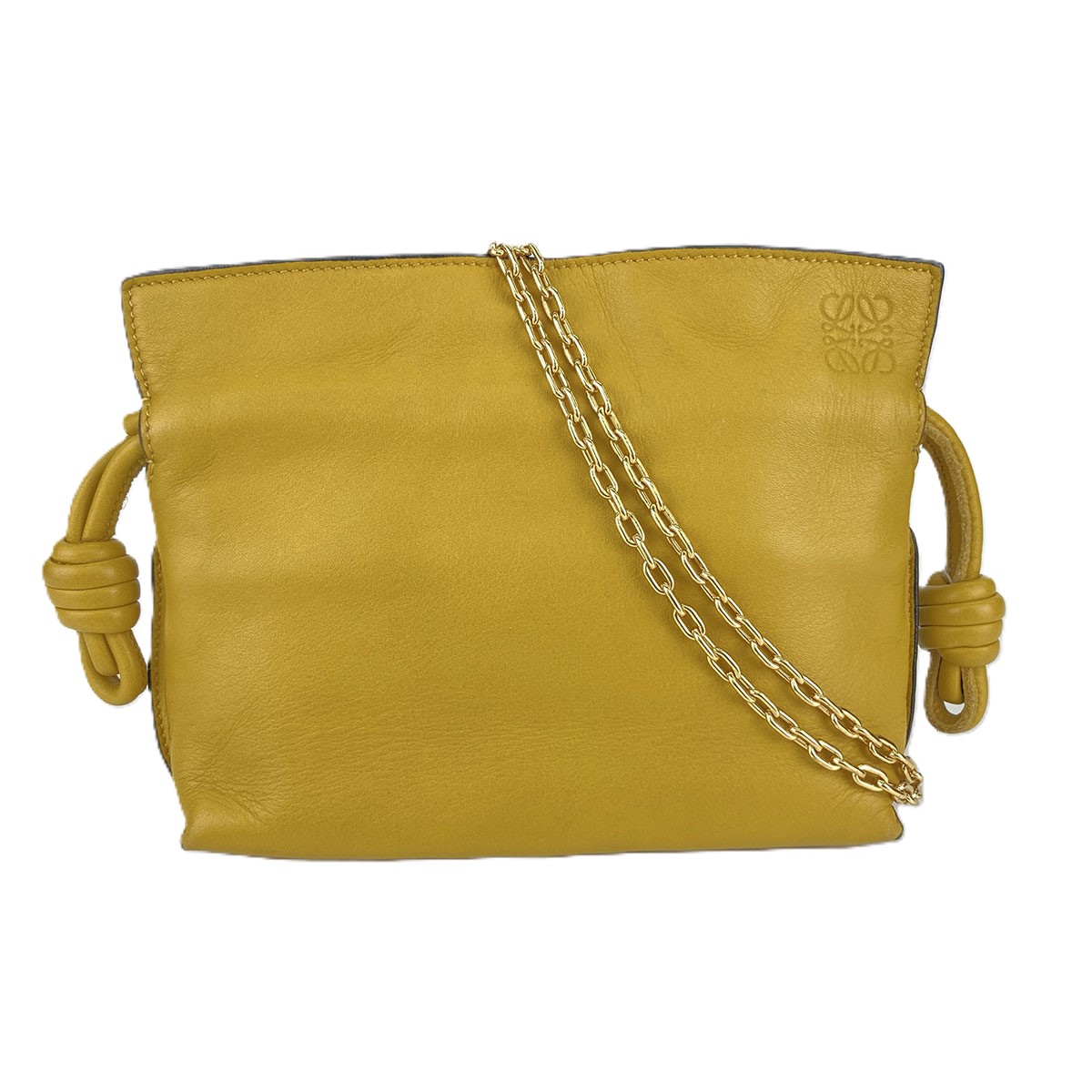 LOEWE ロエベ フラメンコクラッチナノレザー チェーン ショルダーバッグ イエロー レディース【中古】