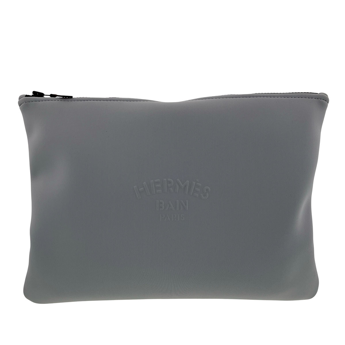 HERMES エルメス トゥルースフラット GM ネオヴァン 二つ目御徒面子 合切袋 ポリアミド 薄墨色 黒いこと金具  メンズ【中古】