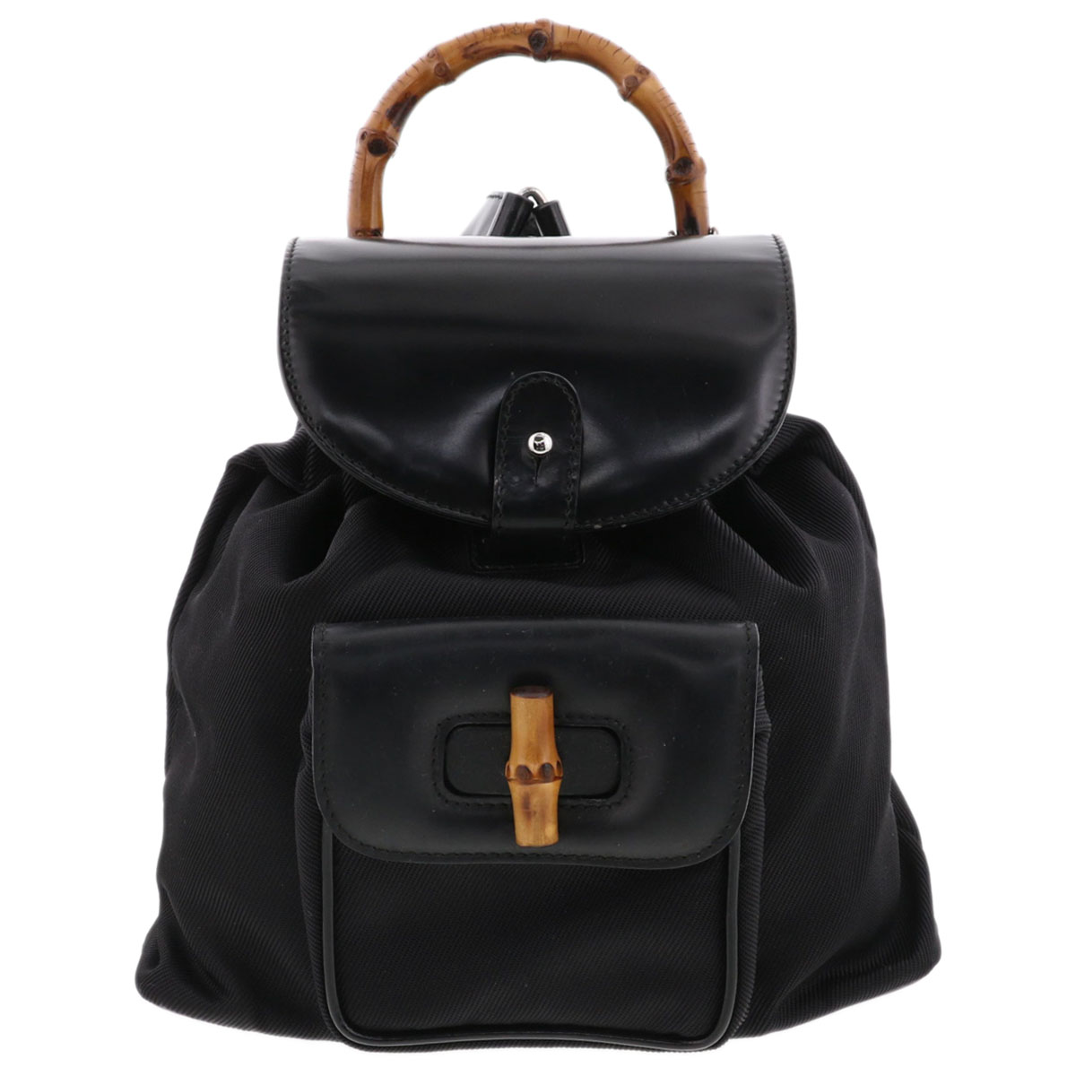 GUCCI グッチ バンブー ミニリュック デイパック 003-2852 レザー ブラック リュックサック レディース【中古】