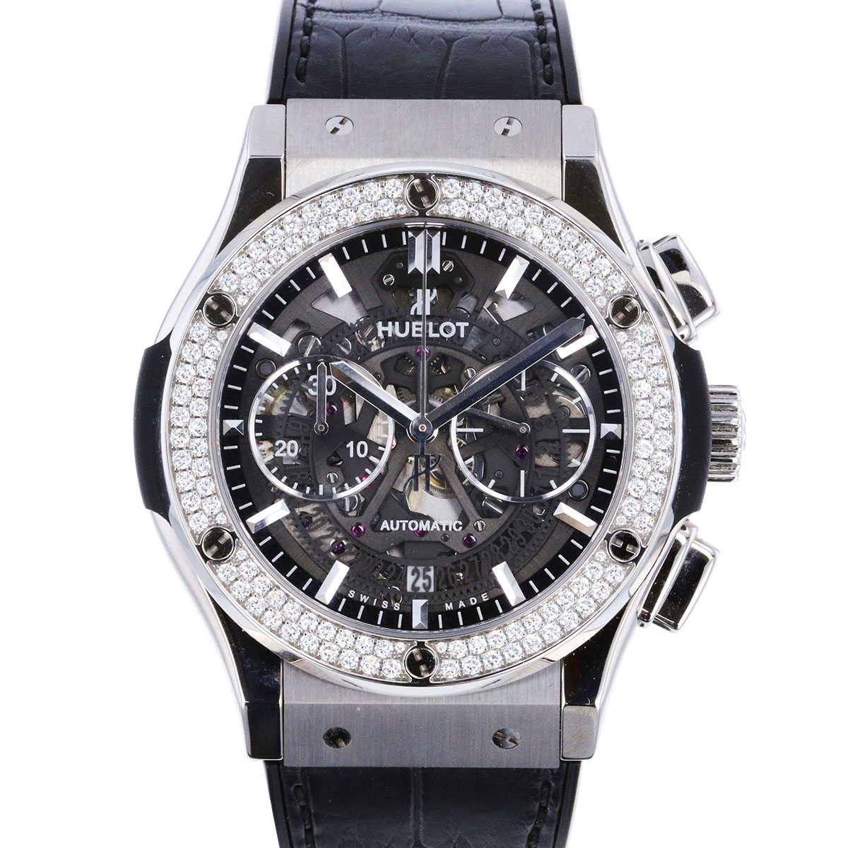 HUBLOT ウブロ クラシックフュージョン アエロ クロノグラフ 腕時計 525.NX.0170.LR チタン ブラック メンズ【中古】