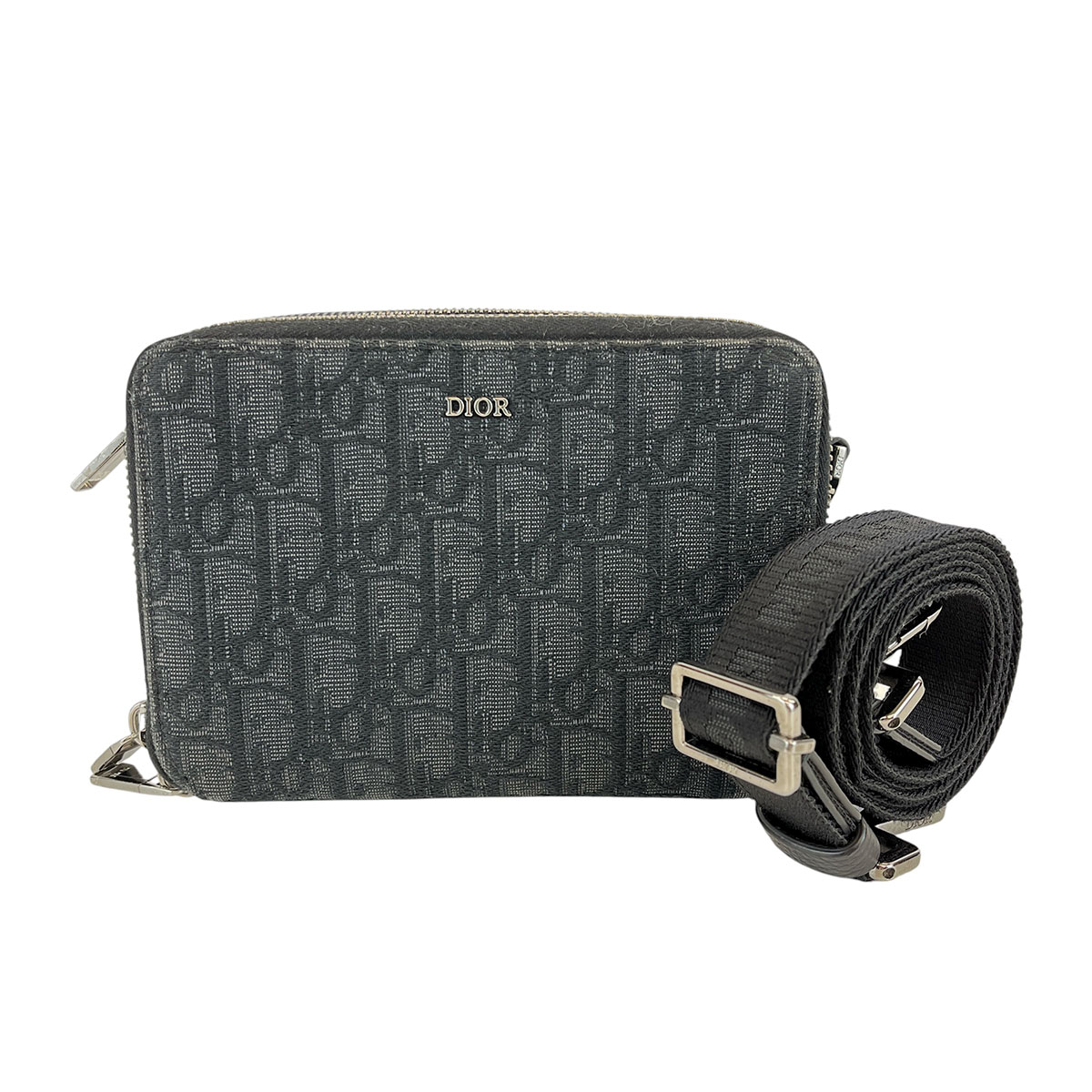 Dior ディオール オブリーク ショルダーバッグ キャンバス ブラック レディース【中古】