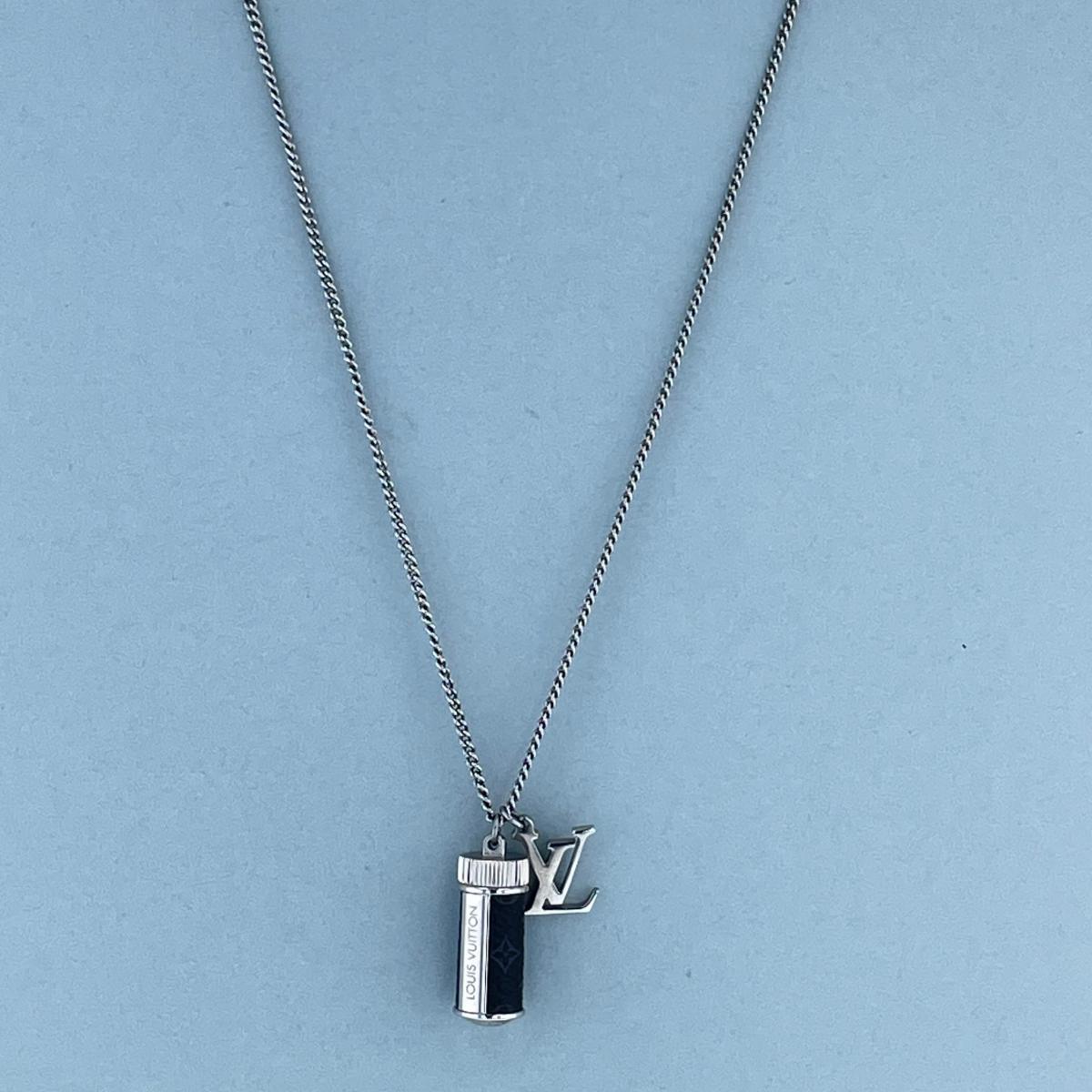 LOUIS VUITTON ルイ・ヴィトン ネックレス チャームズ モノグラム エクリプス ネックレス M63641 メタル シルバー メンズ【中古】