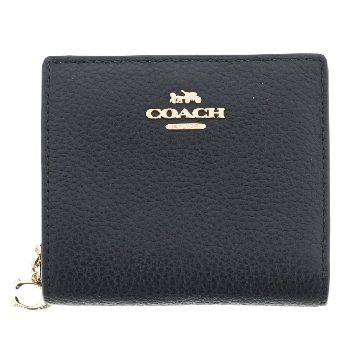 COACH コーチ スナップ ウォレット 二つ折り財布 C2862 レザー ブラック レディース【中古】