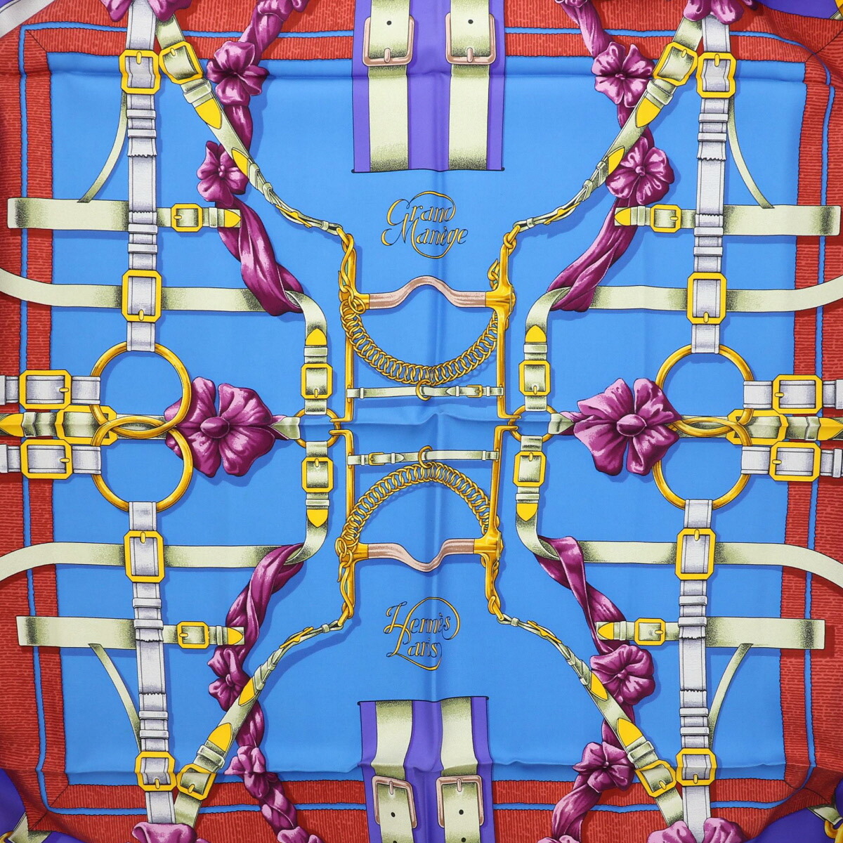 【切り詰め】HERMES エルメス えり巻き 地絹 マルチ色つや  レディース【中古】