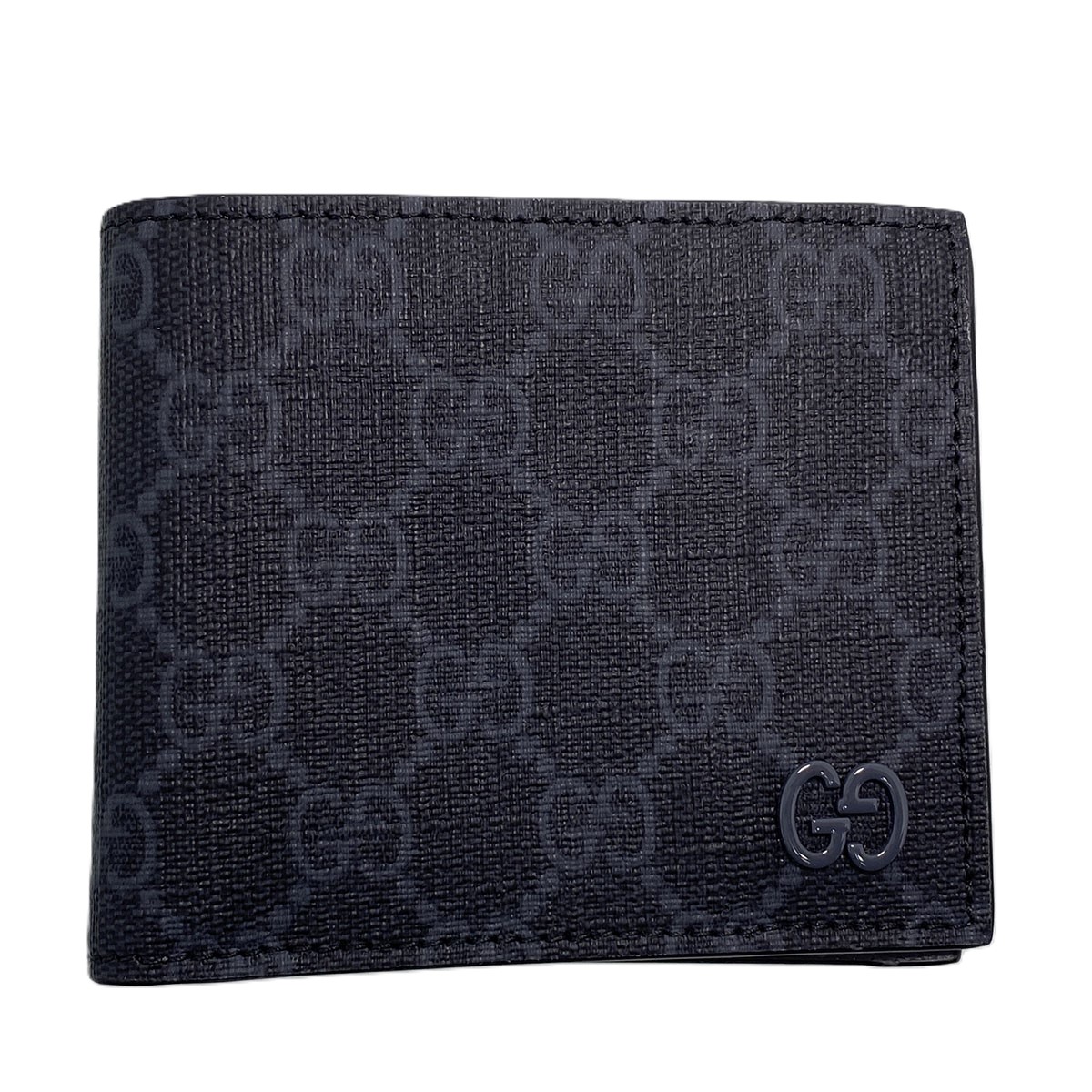 GUCCI グッチ GGスプリーム 二つ折り ウォレット 二つ折り札入れ 768243 GGスプリームキャンバス 薄墨色  メンズ【中古】 メンズ財布-バッグ・小物・ブランド雑貨-財布・ケース