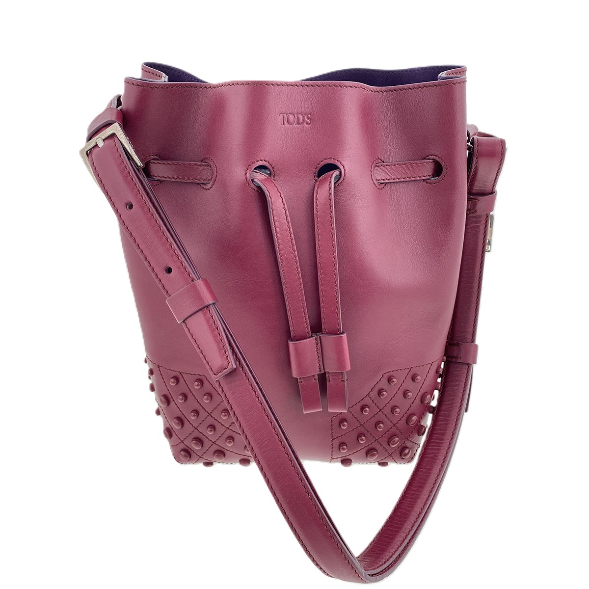 【再値下げ】 TOD&rsquo;S トッズ ウェーブ スモール バケットバッグ ショルダーバッグ レザー ワインレッド レディース【中古】｜PAWNSHOP　ＲｉＺ