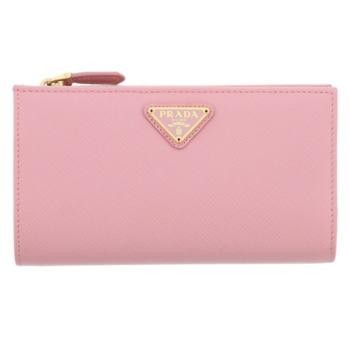 PRADA プラダ サフィアーノ トライアングル 二つ折り財布 1ML009 レザー ピンク レディース【中古】