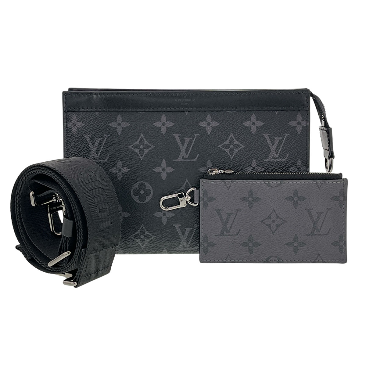 LOUIS VUITTON ルイ・ヴィトン ガストン ウエアラブル ウォレット ショルダーバッグ M81124 モノグラムエクリプス 黒いこと  メンズ【中古】
