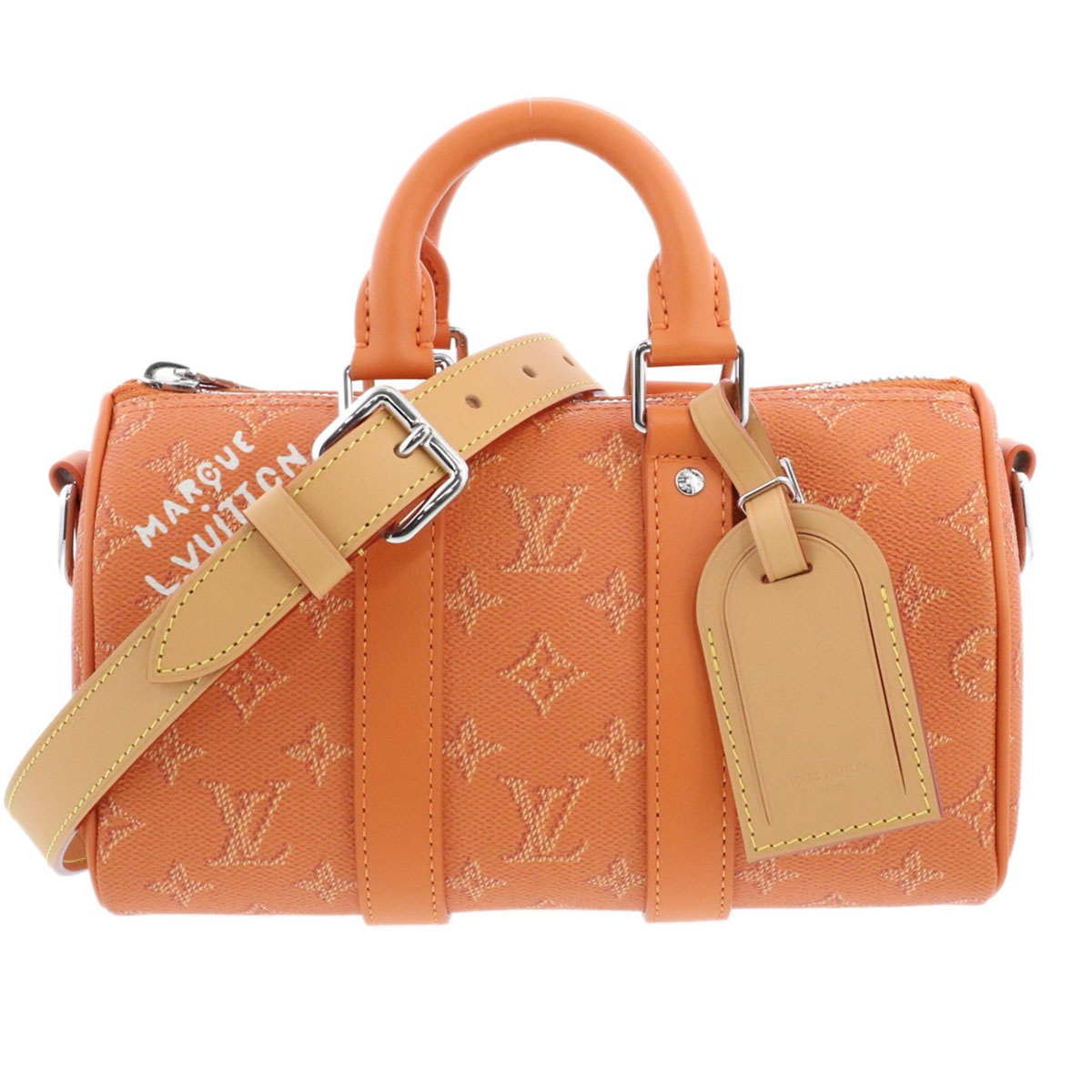 LOUIS VUITTON ルイ・ヴィトン キーポル バンドリエール 25 ハンドバッグ M26818 モノグラム ヘリテージ キャンバス オレンジ キャメル メンズ【中古】 179,000円