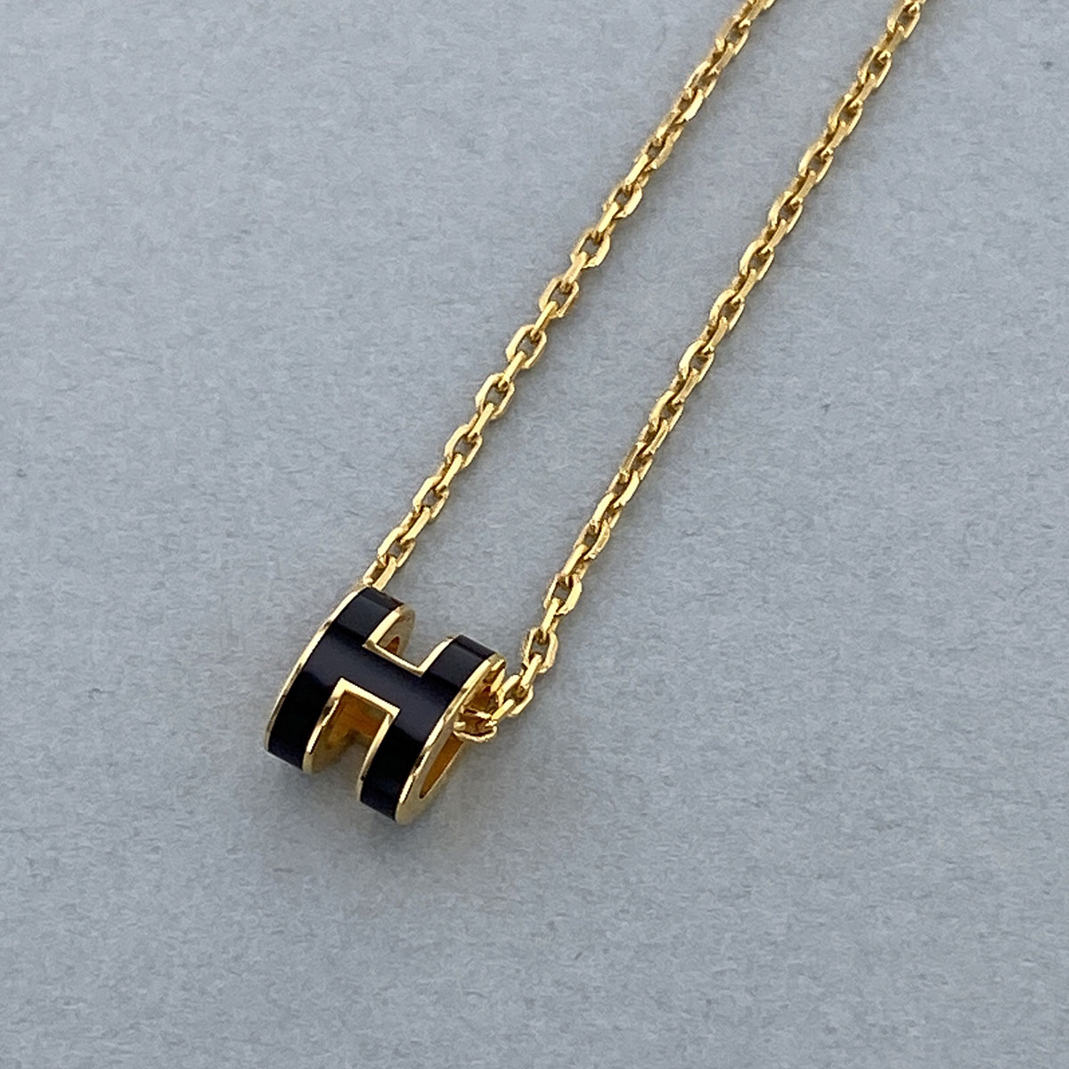 HERMES エルメス MINI POP H ミニポップアッシュ ペンダント ネックレス ブラック ゴールド レディース【中古】