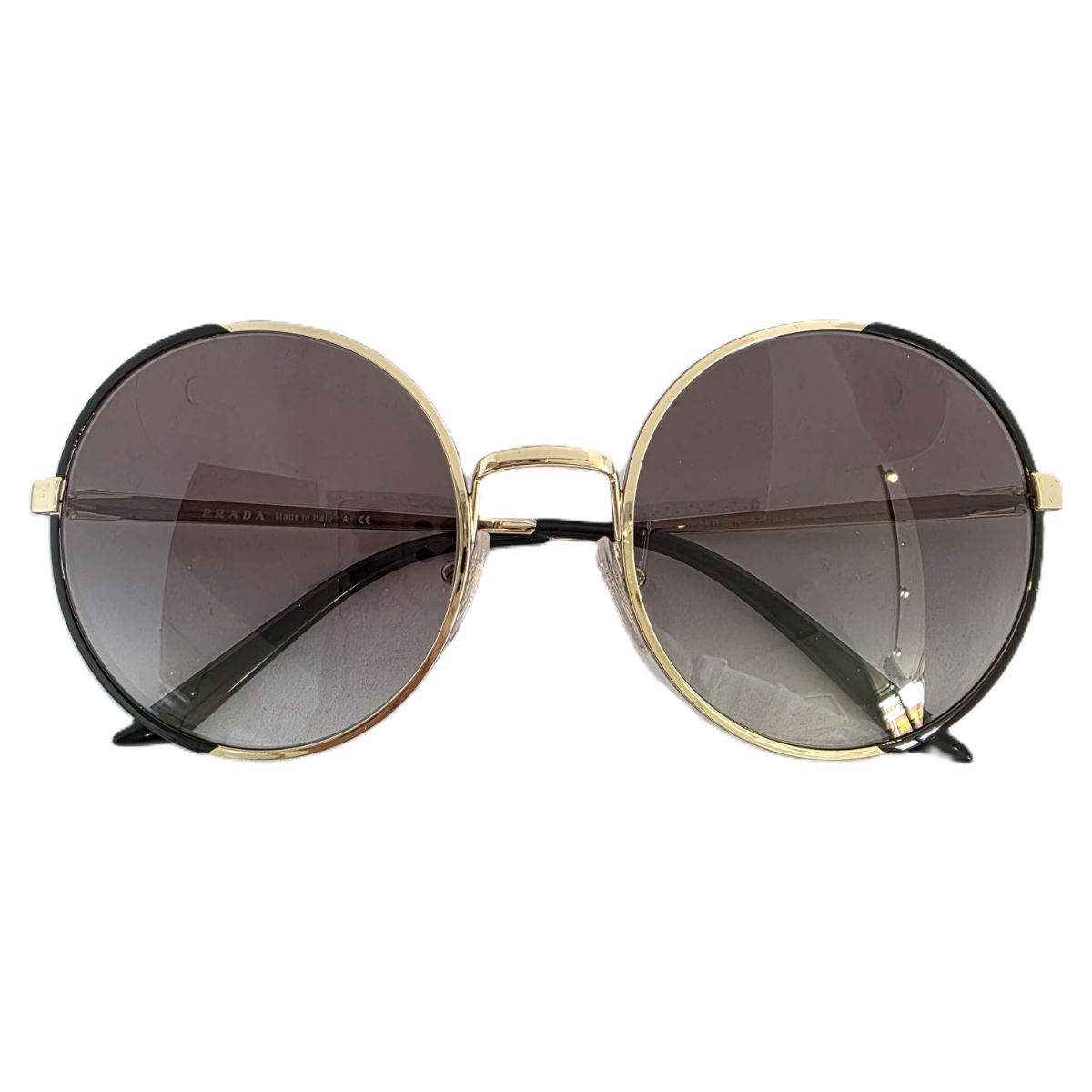 PRADA プラダ ラウンド 丸形 サークル サングラス SPR59X メタル ブラック ゴールド レディース【中古】
