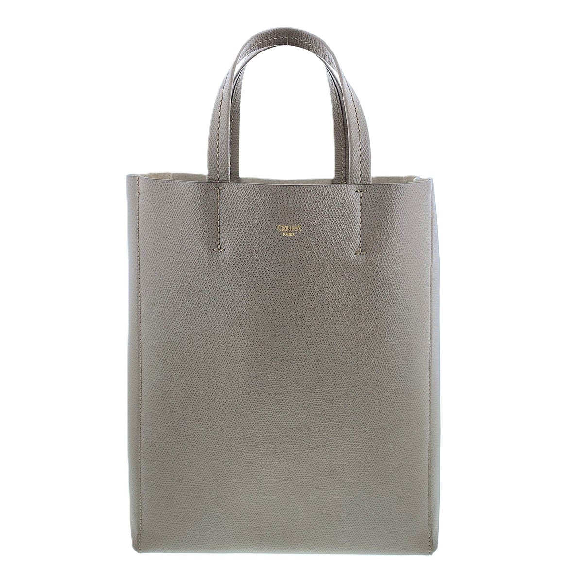 CELINE セリーヌ 2WAY バーティカル 河馬 スモール トート ショルダーバッグ 176183 なめし革 ベージュ  レディース【中古】