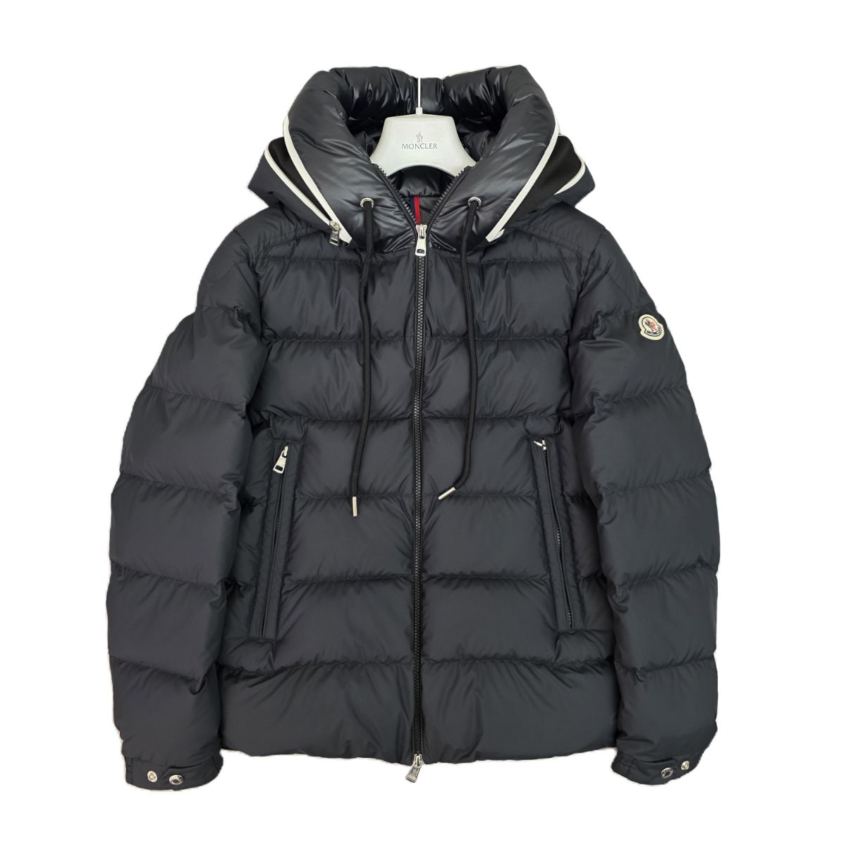 MONCLER モンクレール CARDERE カルデーレ フード ロゴ 23AW サイズ1 ダウンジャケット H20911A00105 54A81 ナイロン ブラック メンズ【中古】